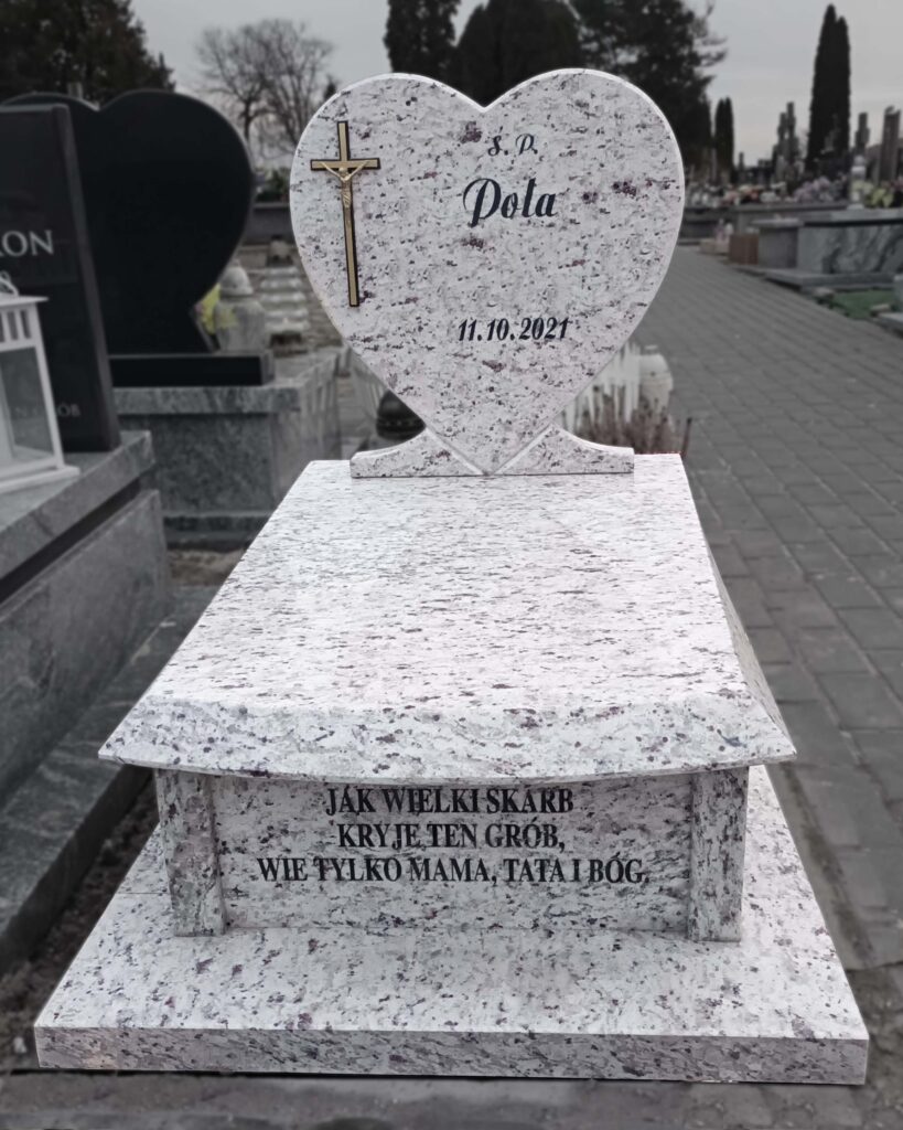 nagrobek dziecięcy jasny z serduszkiem grube fazy nowoczesny prosty Siedlce