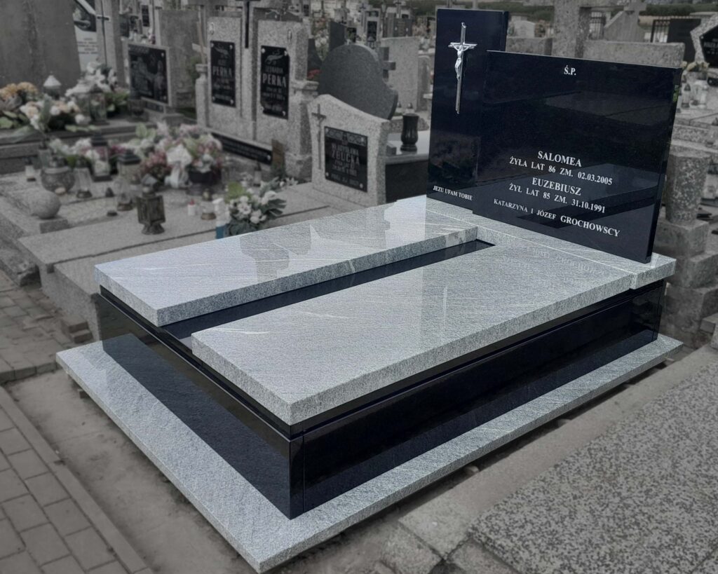 nagrobek podwójny jasny czarny wiscount Łosice grube płyty