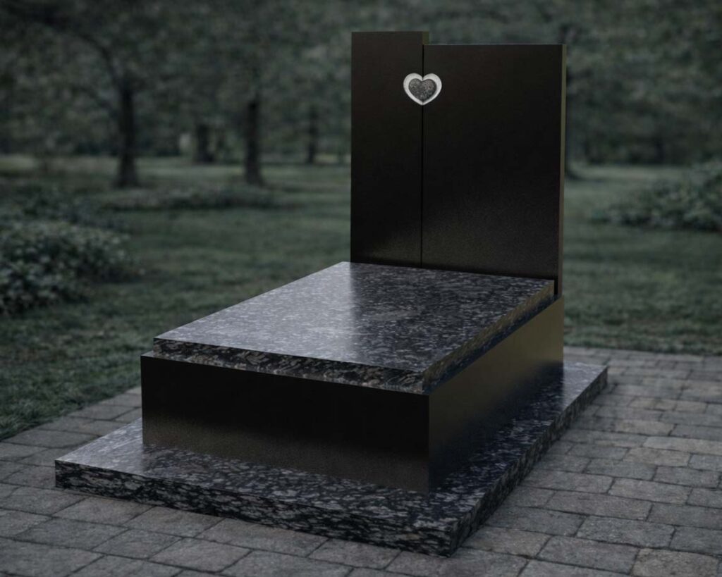 projekt nagrobka urnowego 3D z serduszkiem